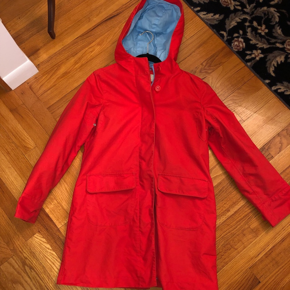 LL Bean Orange and blue Jersey Lined Anorak Car coat size medium